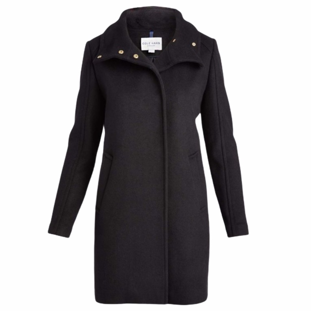 Cole Haan Wool Blend Coat NWT Black Sz 8